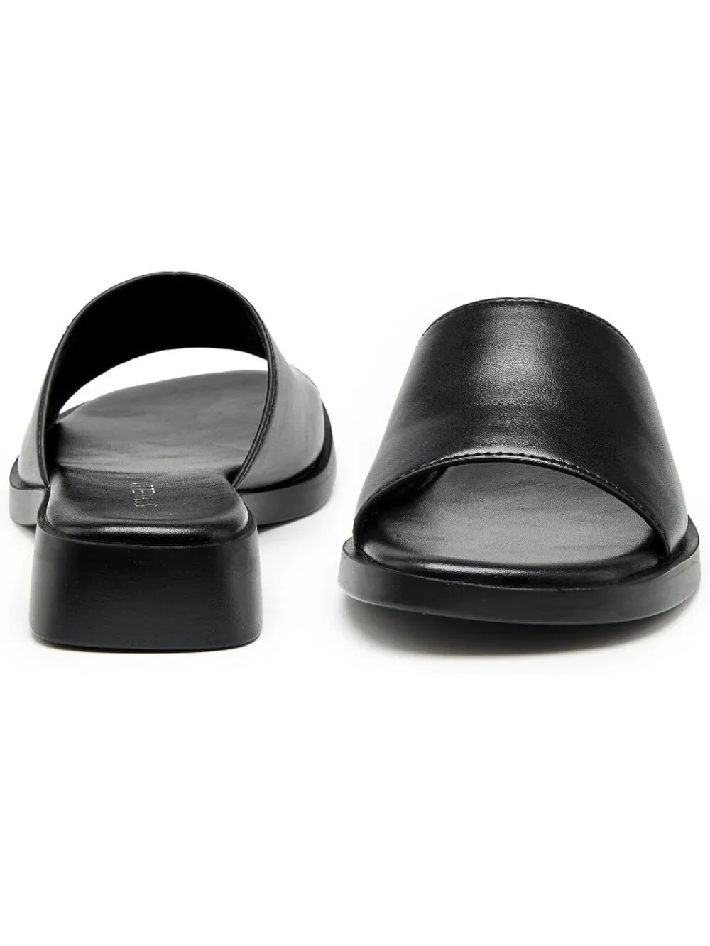 Women’s Black Faux Leather Comfortable Open Toe Fashion Backless Casual Flats